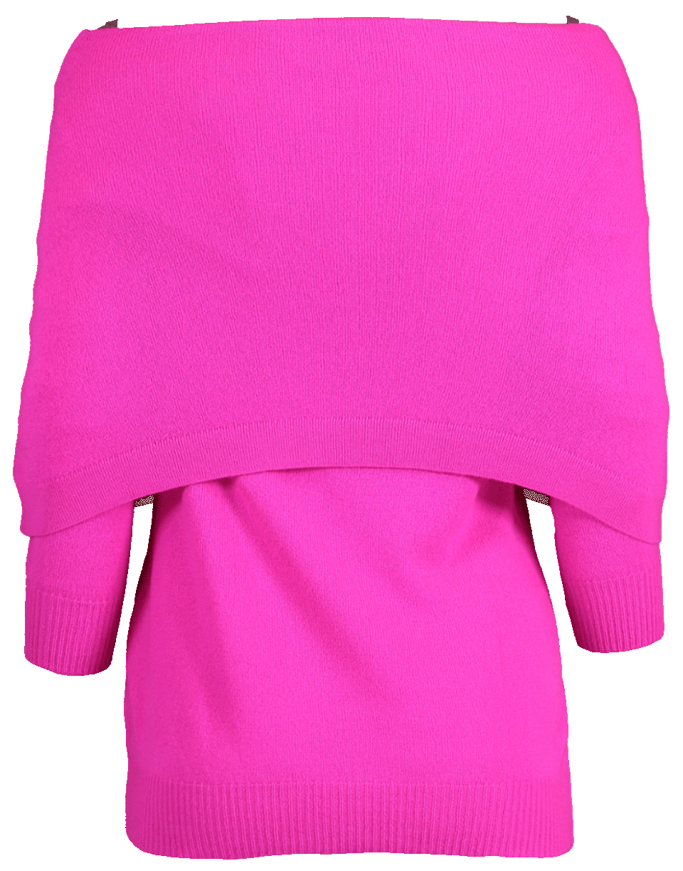 OSCAR DE LA RENTA-Off the Shoulder Cashmere Knit Top-