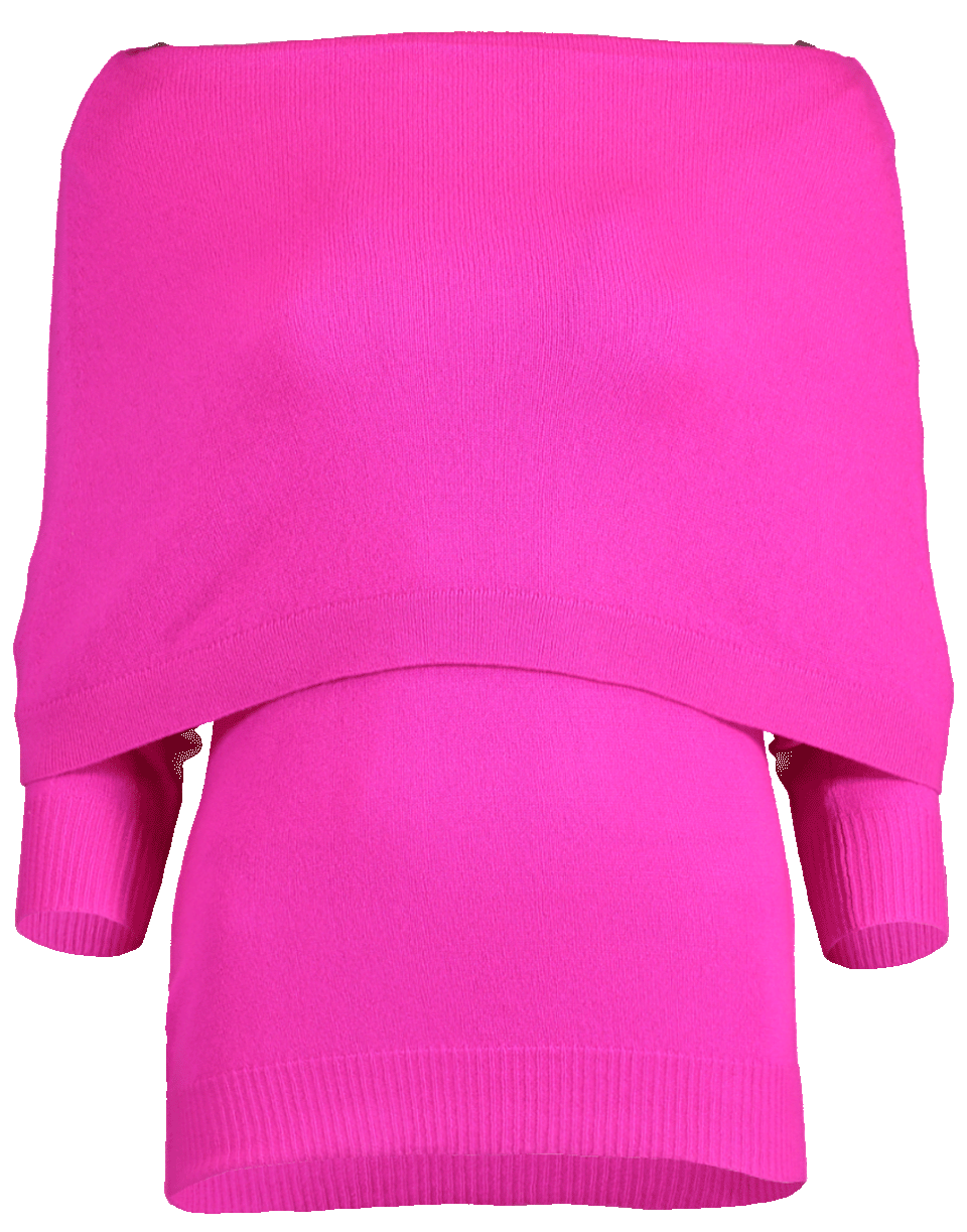 OSCAR DE LA RENTA-Off the Shoulder Cashmere Knit Top-