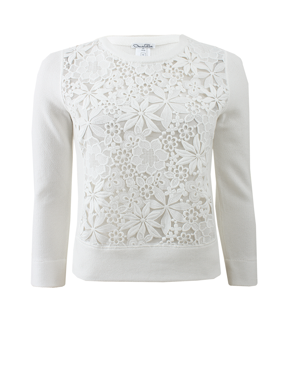 OSCAR DE LA RENTA-Lace Front Pullover-