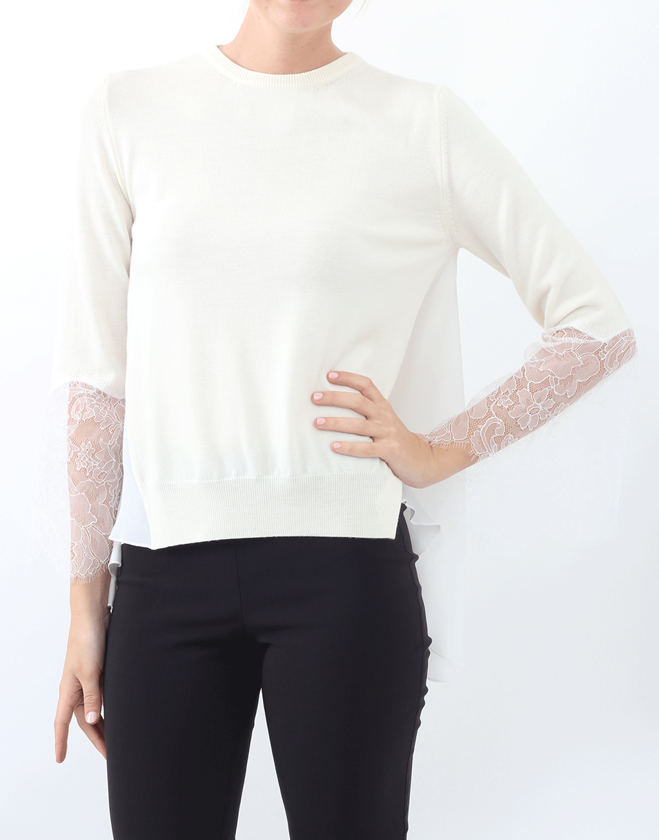 OSCAR DE LA RENTA-Lace Inset Pullover-