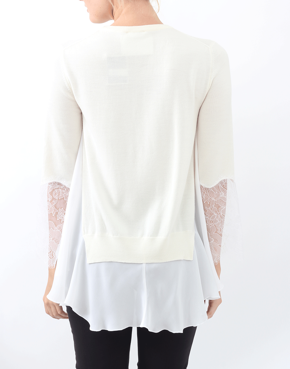 OSCAR DE LA RENTA-Lace Inset Pullover-
