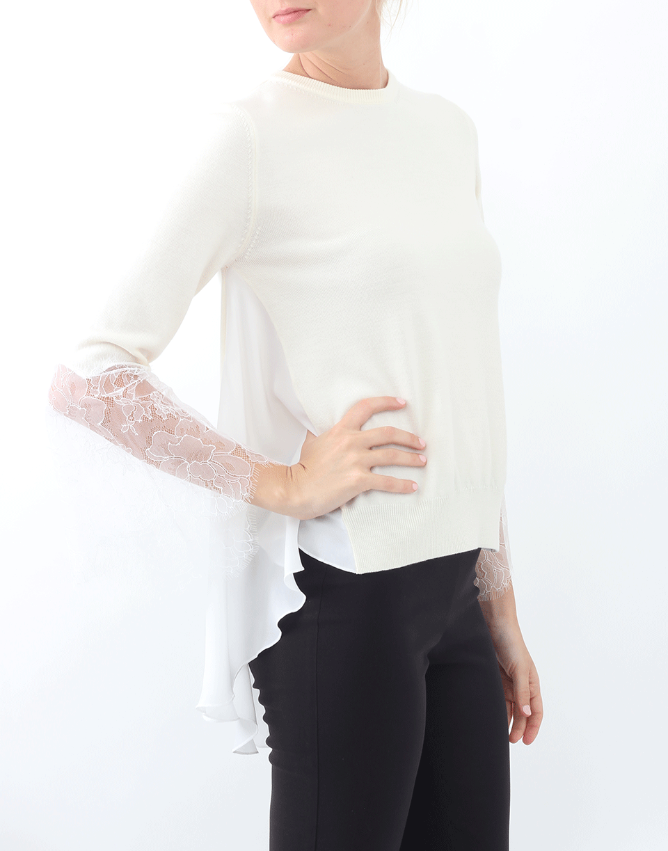 OSCAR DE LA RENTA-Lace Inset Pullover-