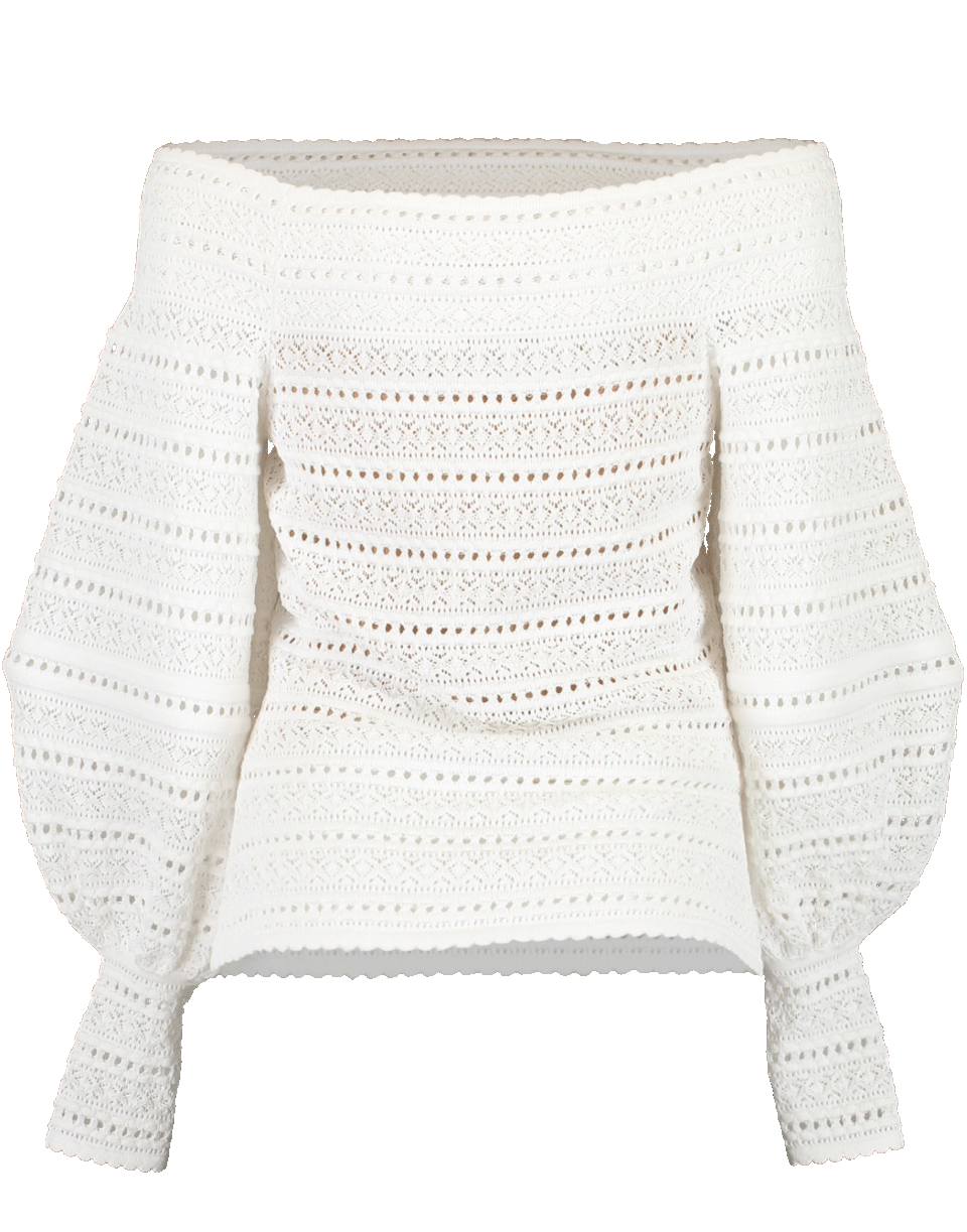 OSCAR DE LA RENTA-Puff Sleeve Off Shoulder Knit Top-
