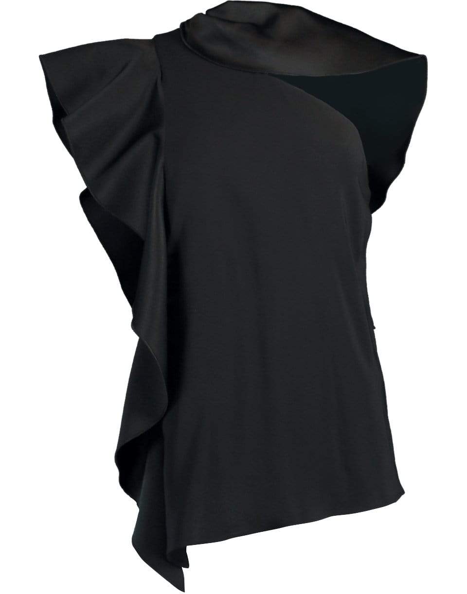 OSCAR DE LA RENTA-One Shoulder Ruffle Top-