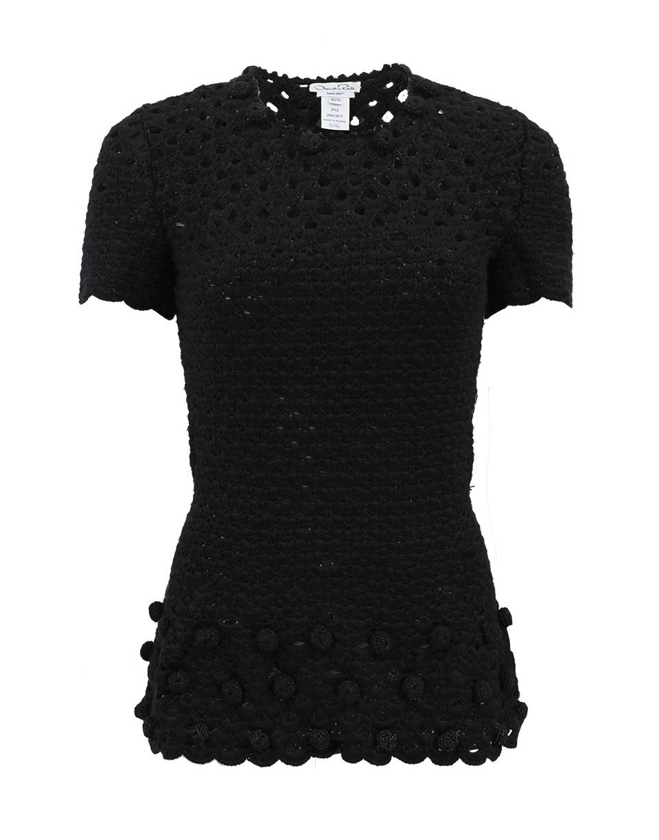 OSCAR DE LA RENTA-Short Sleeve Peplum Top-