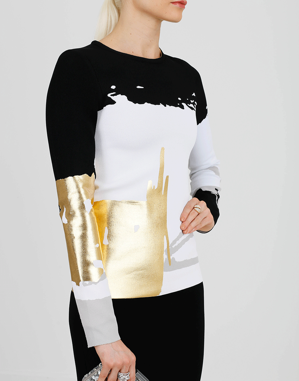 OSCAR DE LA RENTA-Gold Print Pullover-