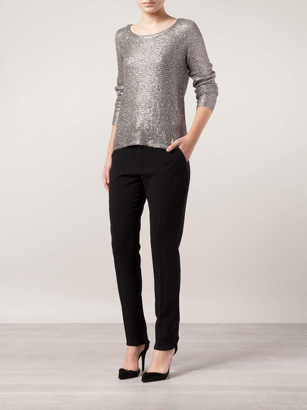 OSCAR DE LA RENTA-Sequin Pullover-CHARCOAL