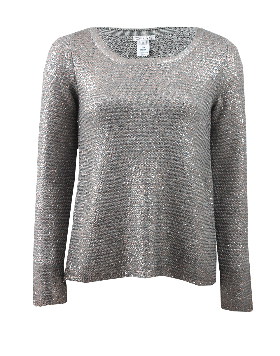 OSCAR DE LA RENTA-Sequin Pullover-CHARCOAL