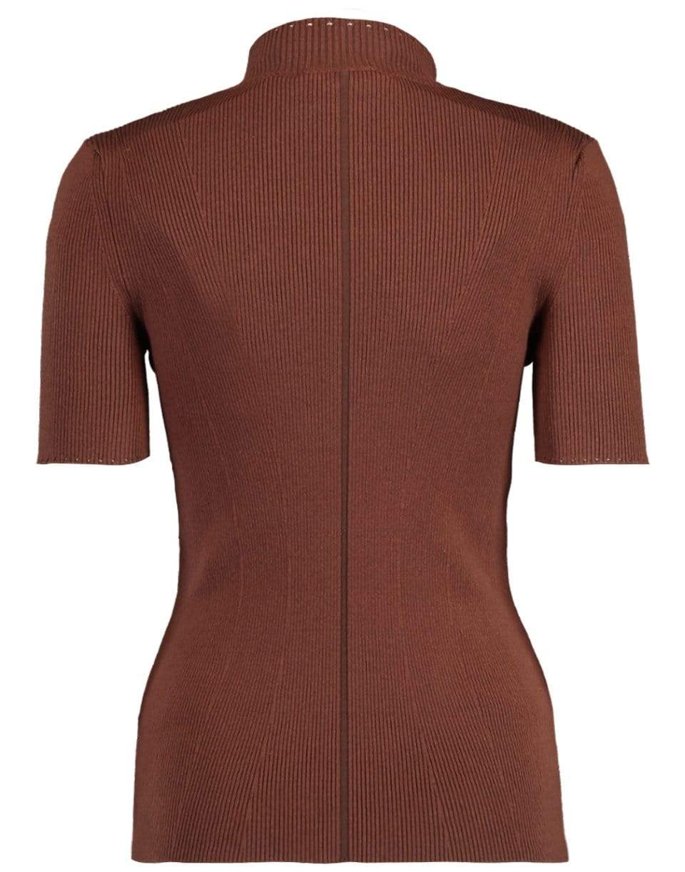 OSCAR DE LA RENTA-Short Sleeve Mockneck Top-
