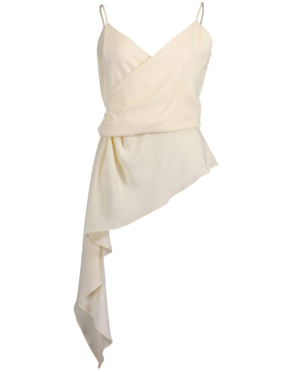 OSCAR DE LA RENTA-Side Drape Spaghetti Strap Top-