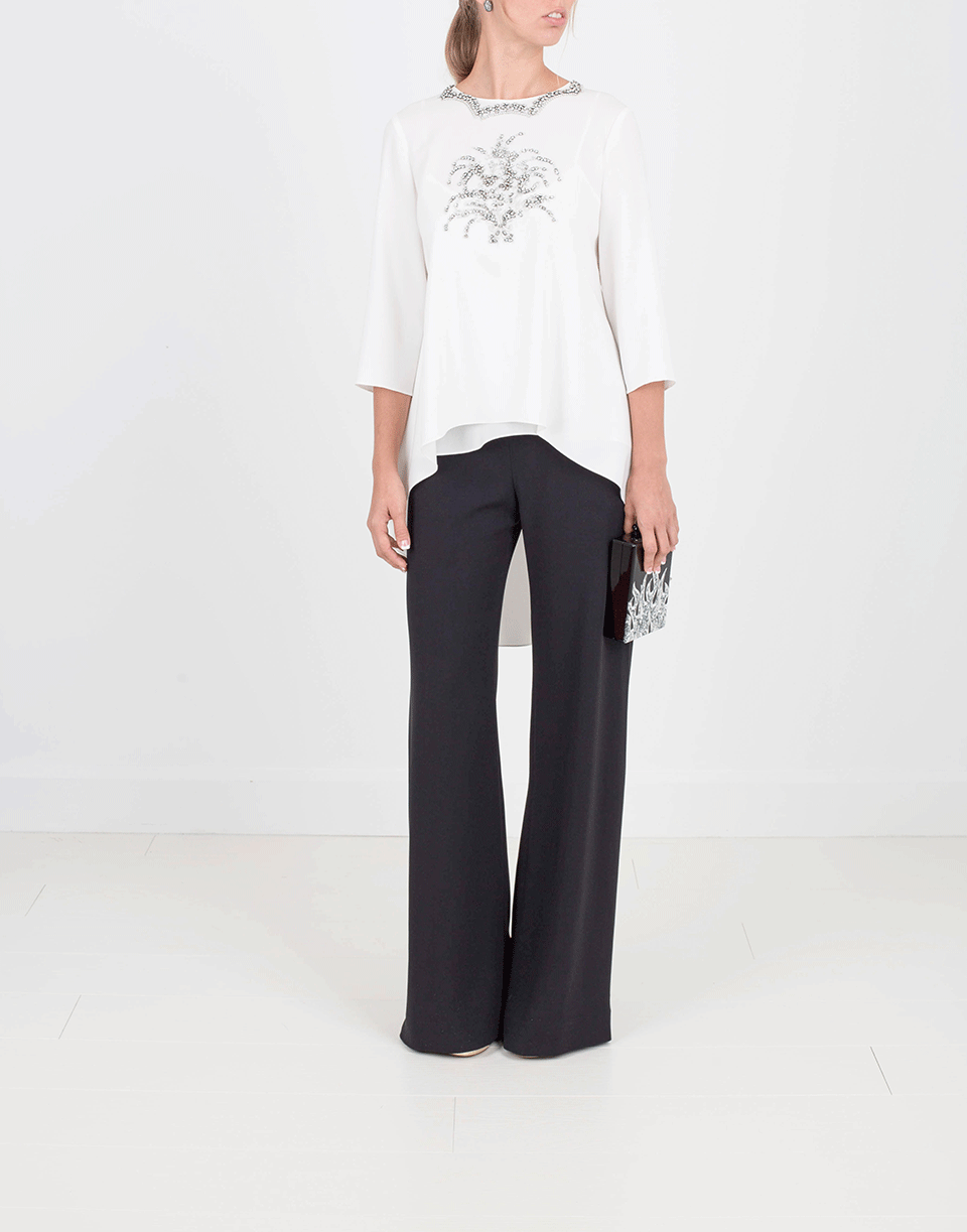 OSCAR DE LA RENTA-High Low Top With Crystals-