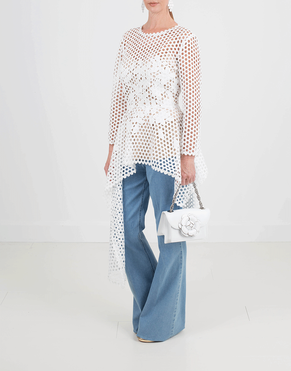 OSCAR DE LA RENTA-Applique Top With Side Drape-