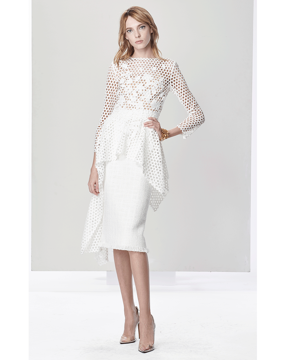 OSCAR DE LA RENTA-Applique Top With Side Drape-