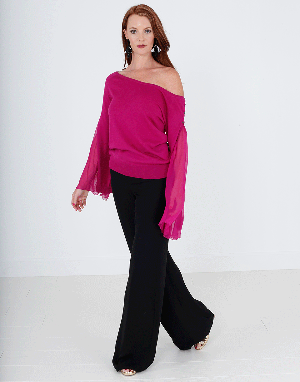 OSCAR DE LA RENTA-Chiffon Inset Pullover-