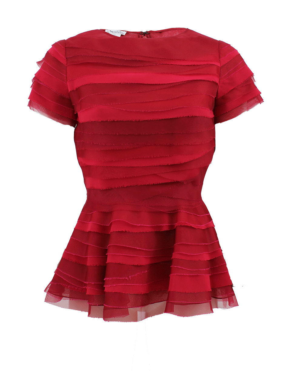 OSCAR DE LA RENTA-Wide Neck Peplum Layered Top-