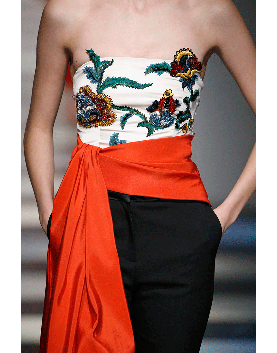 OSCAR DE LA RENTA-Floral Bustier With Sash-