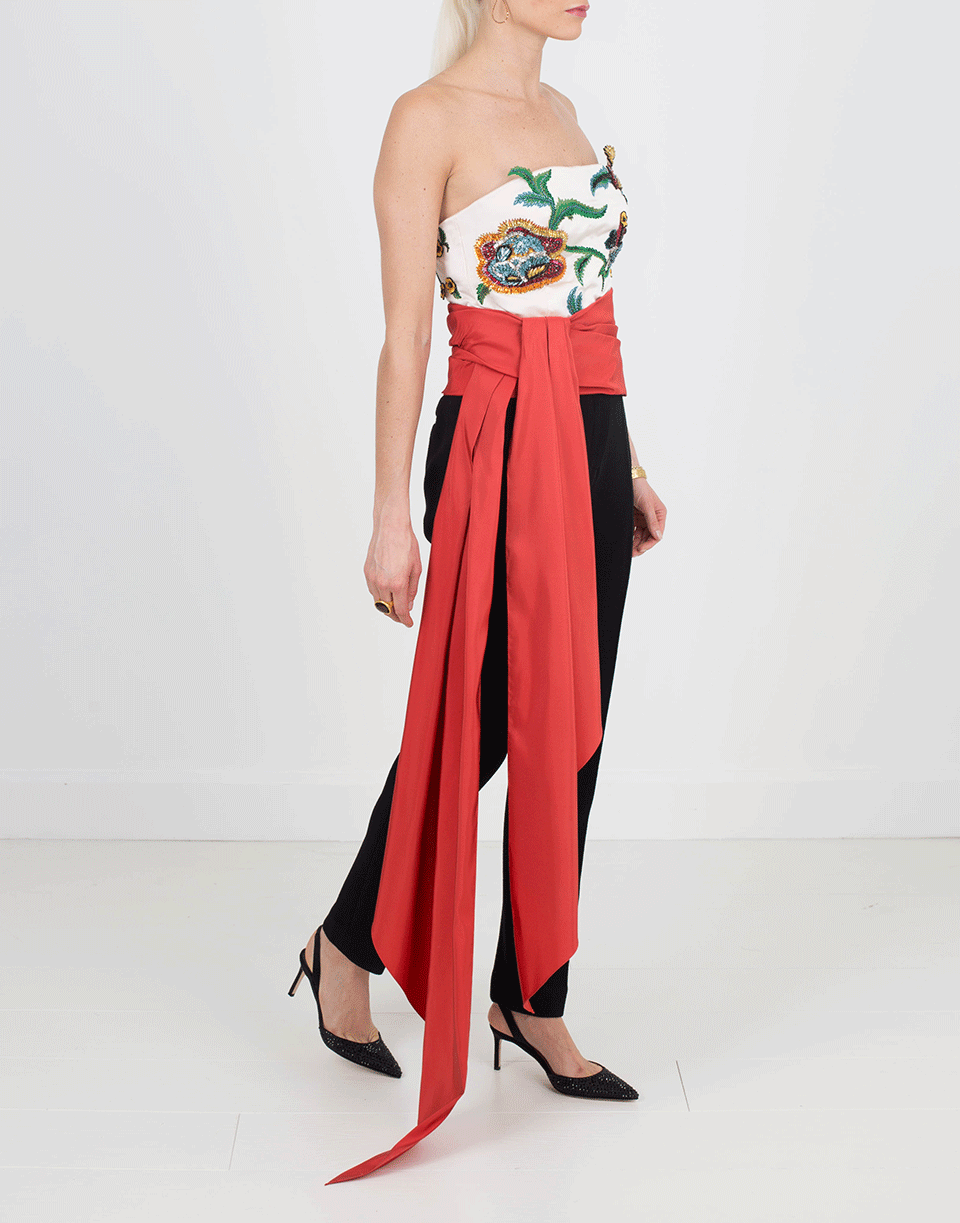OSCAR DE LA RENTA-Floral Bustier With Sash-