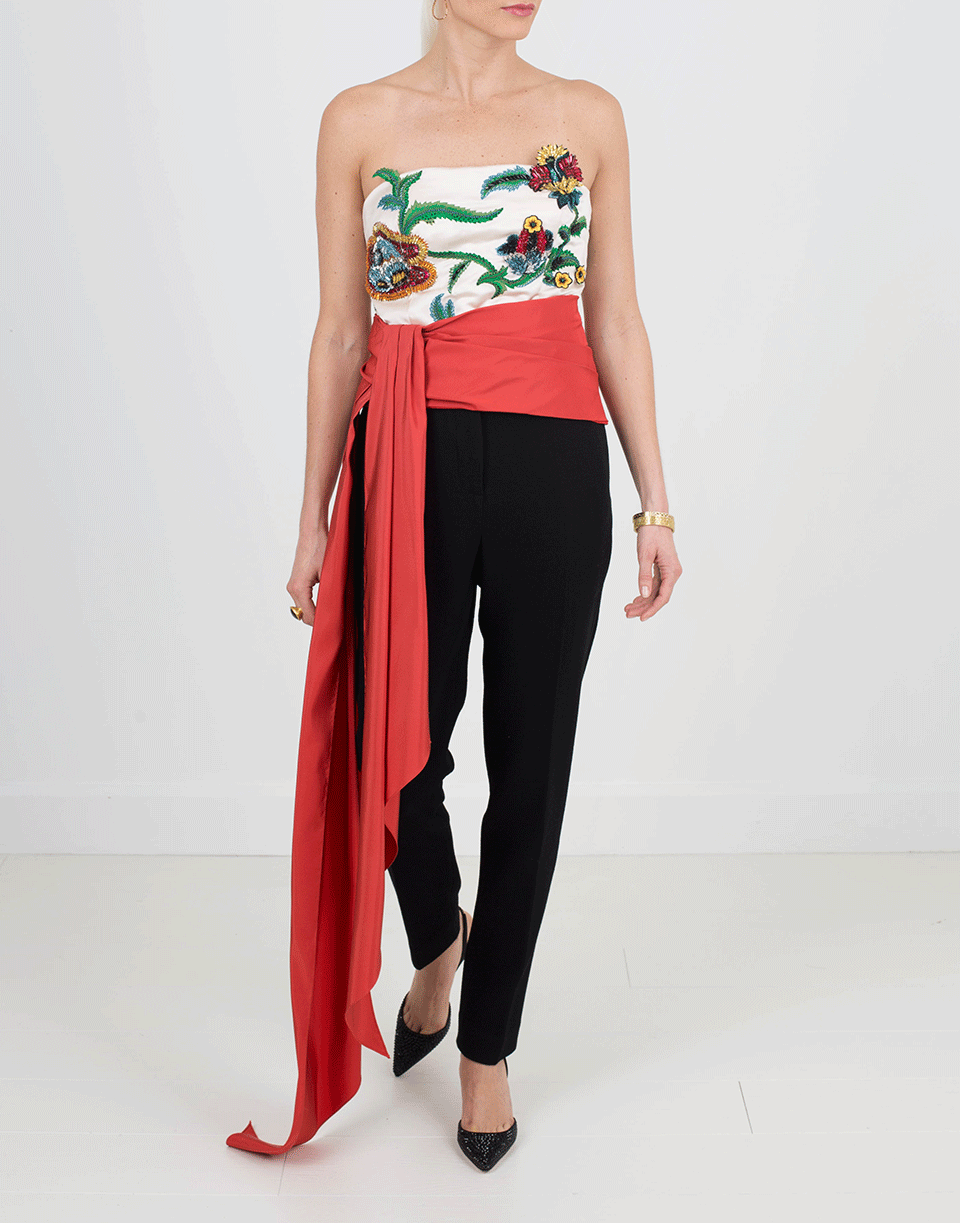 OSCAR DE LA RENTA-Floral Bustier With Sash-