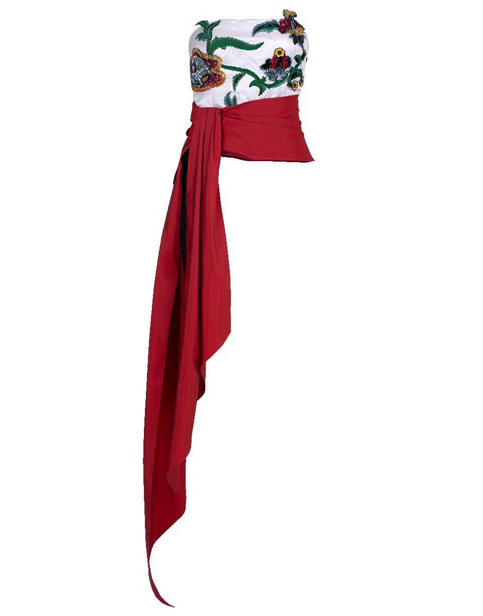 OSCAR DE LA RENTA-Floral Bustier With Sash-