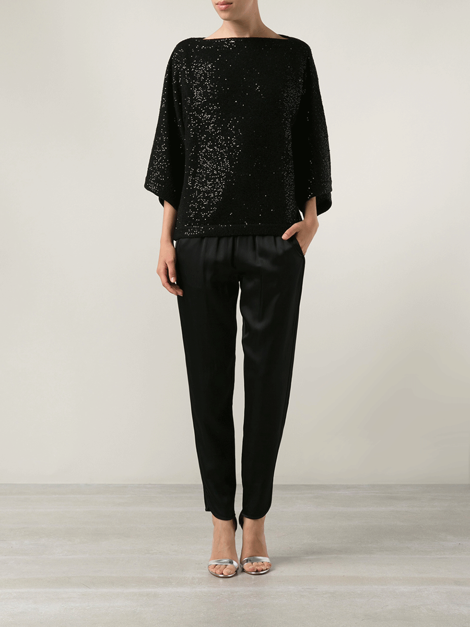 OSCAR DE LA RENTA-Bateau Neck Sequin Sweater-
