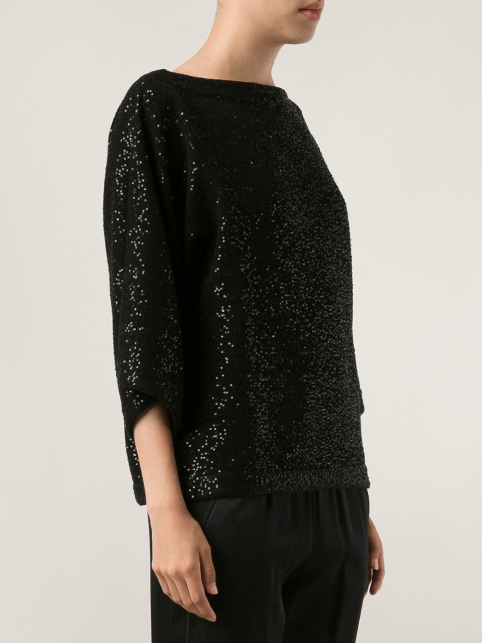 OSCAR DE LA RENTA-Bateau Neck Sequin Sweater-