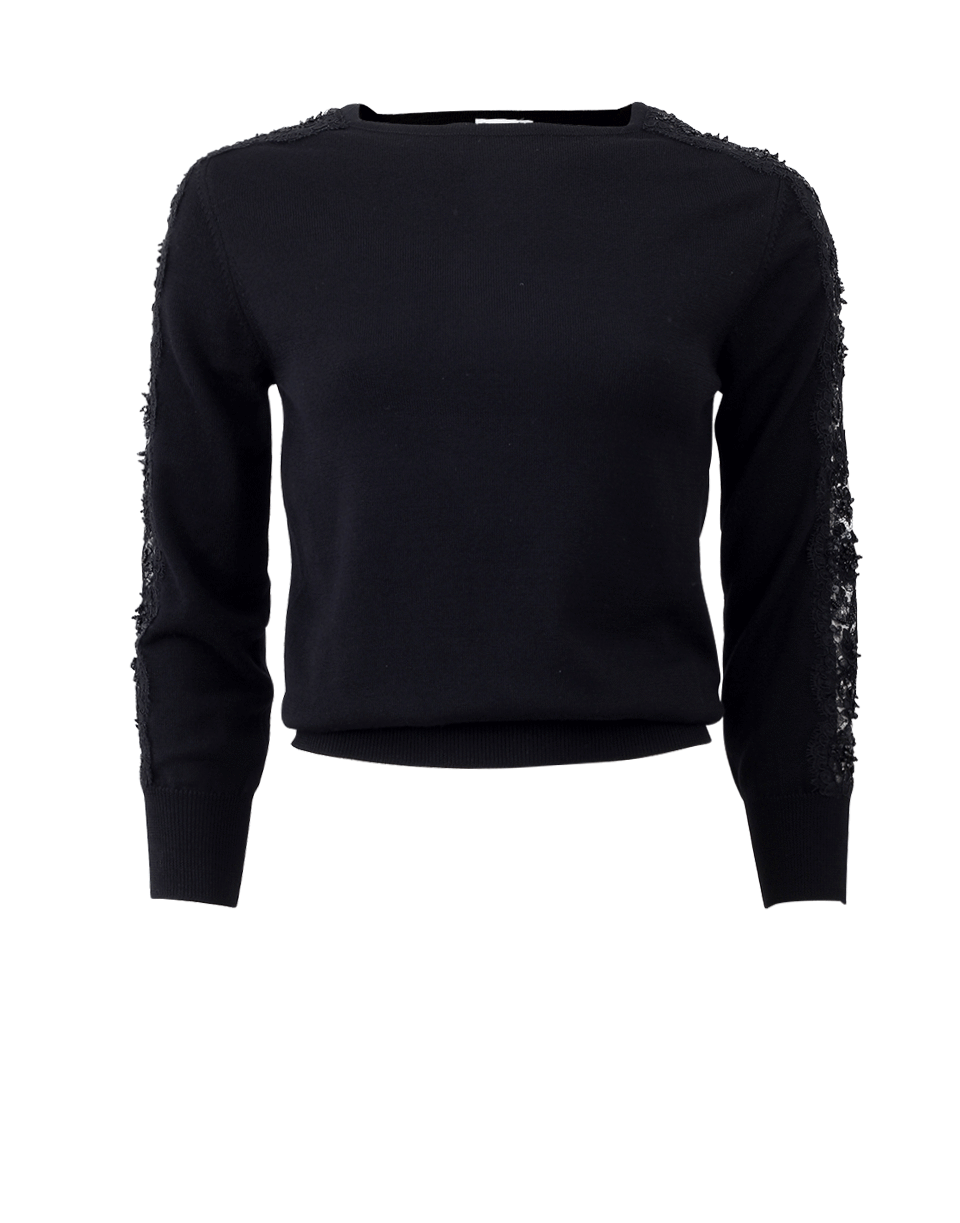 OSCAR DE LA RENTA-Knit Pullover With Lace Inserts-