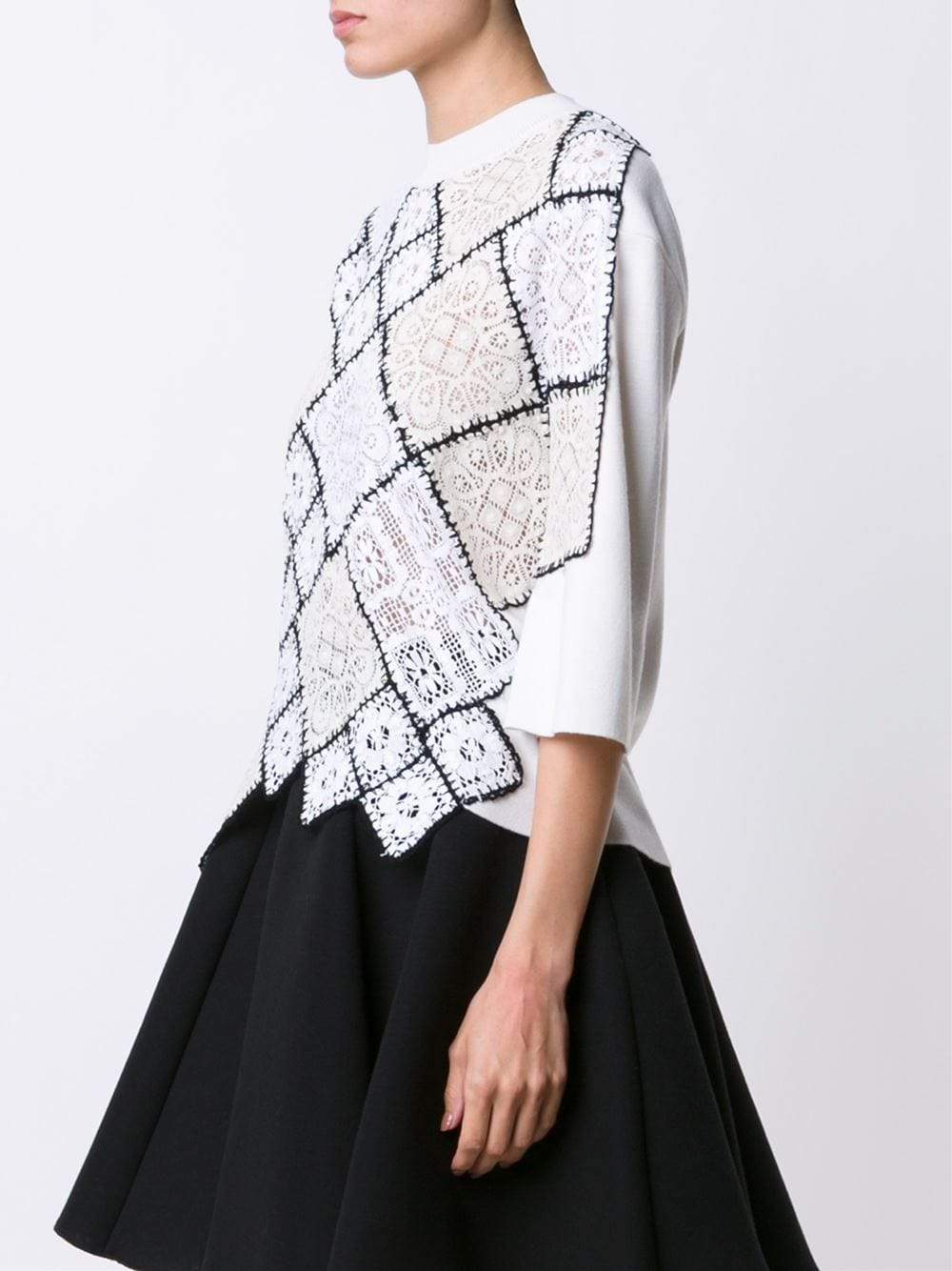OSCAR DE LA RENTA-Lace And Crochet Patchwork Sweater-