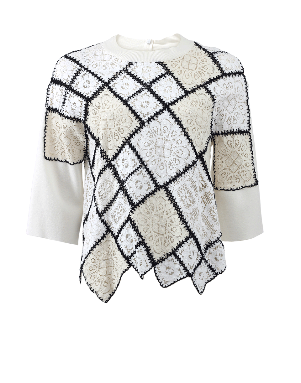 OSCAR DE LA RENTA-Lace And Crochet Patchwork Sweater-