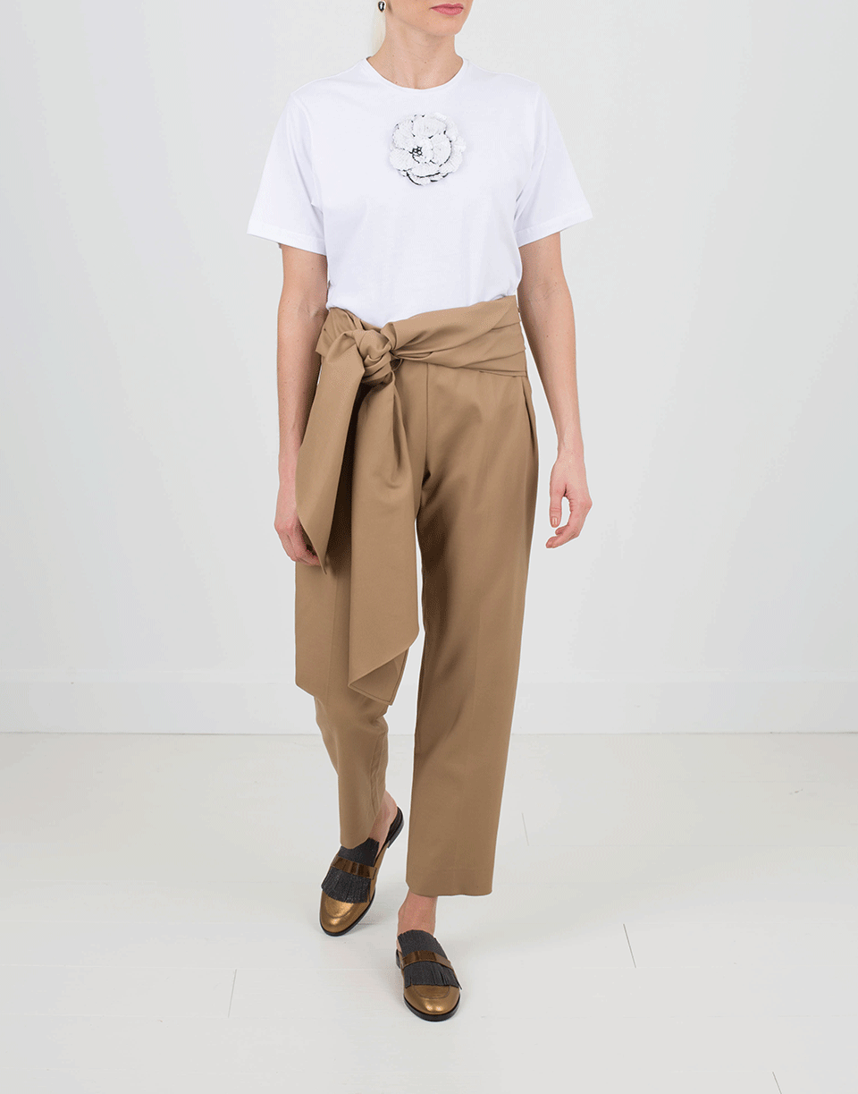 OSCAR DE LA RENTA-Sequin Applique Flower Tee-