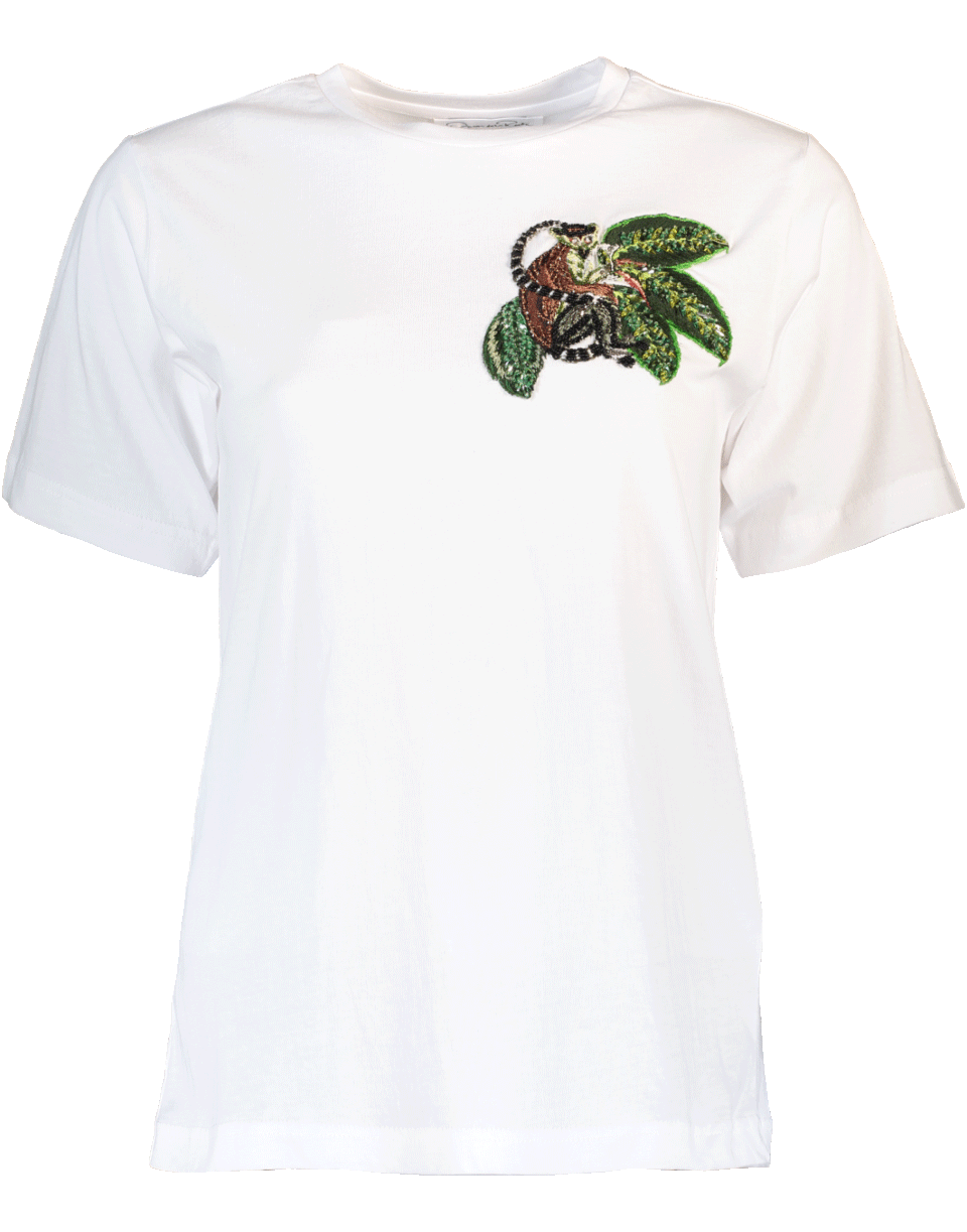 OSCAR DE LA RENTA-Monkey Embellishment Tee-