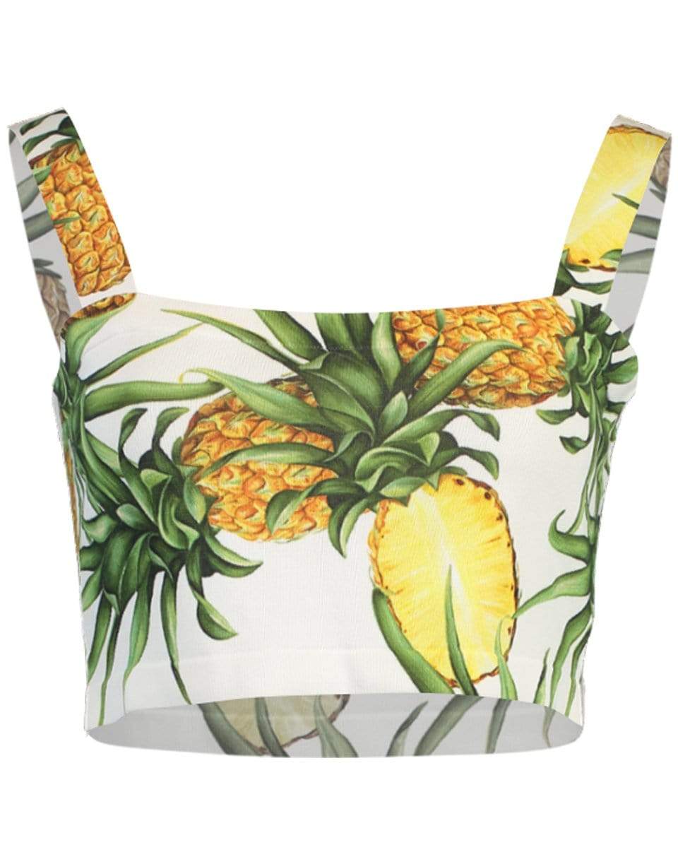 OSCAR DE LA RENTA-Pineapple Print Cropped Tank-IVORY