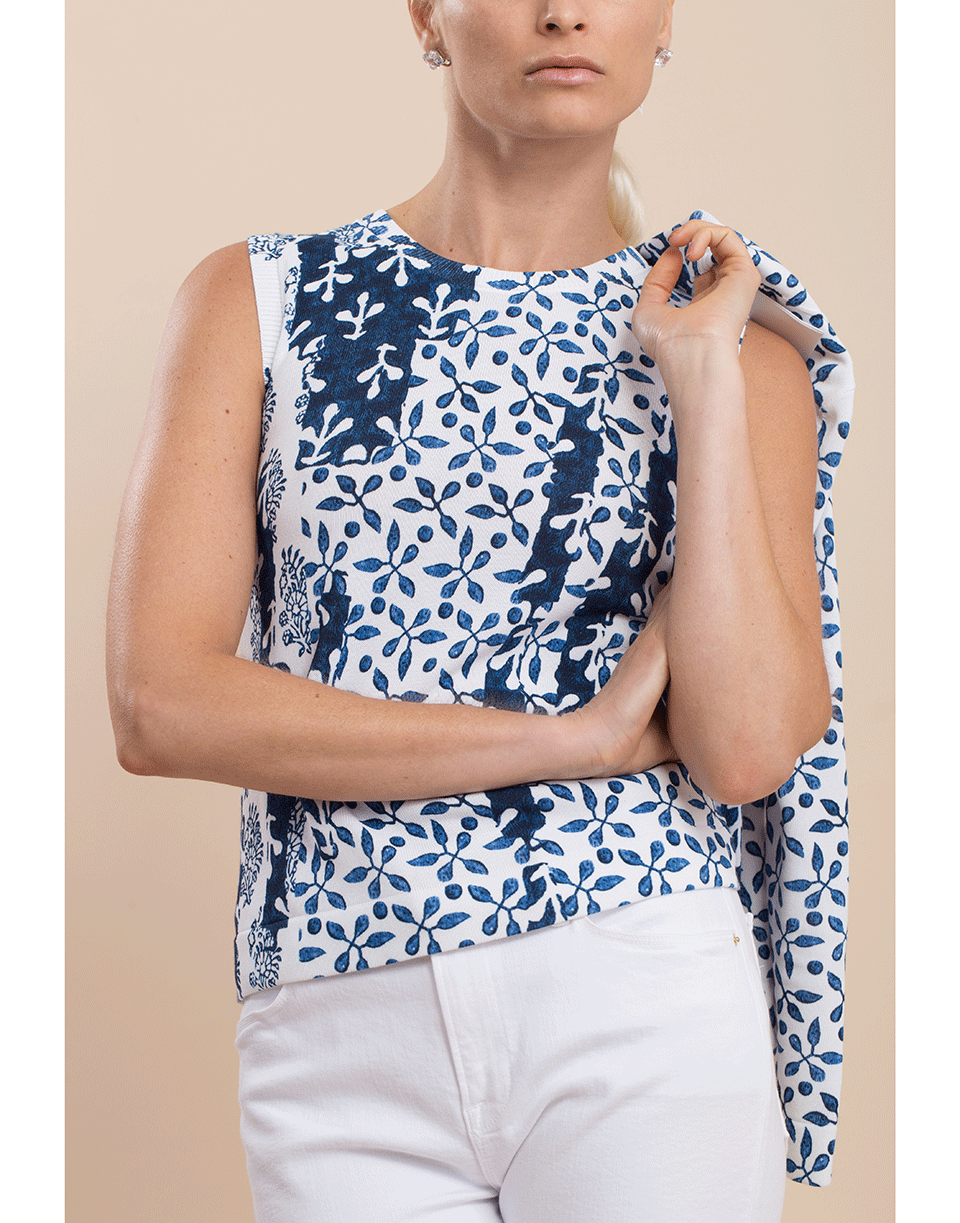 OSCAR DE LA RENTA-Sleeveless Patchwork Tank-
