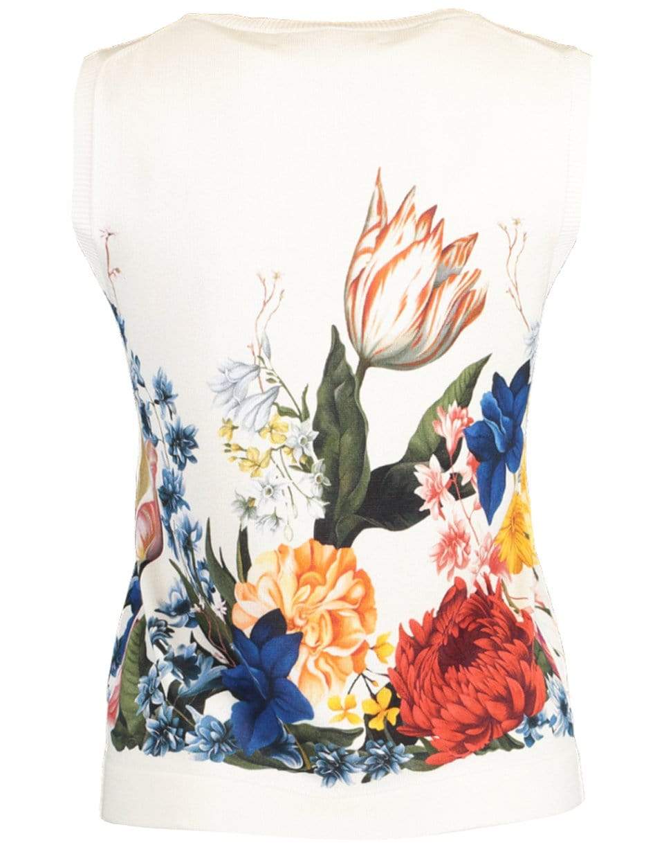 OSCAR DE LA RENTA-Sleeveless Floral Print Shell Top-