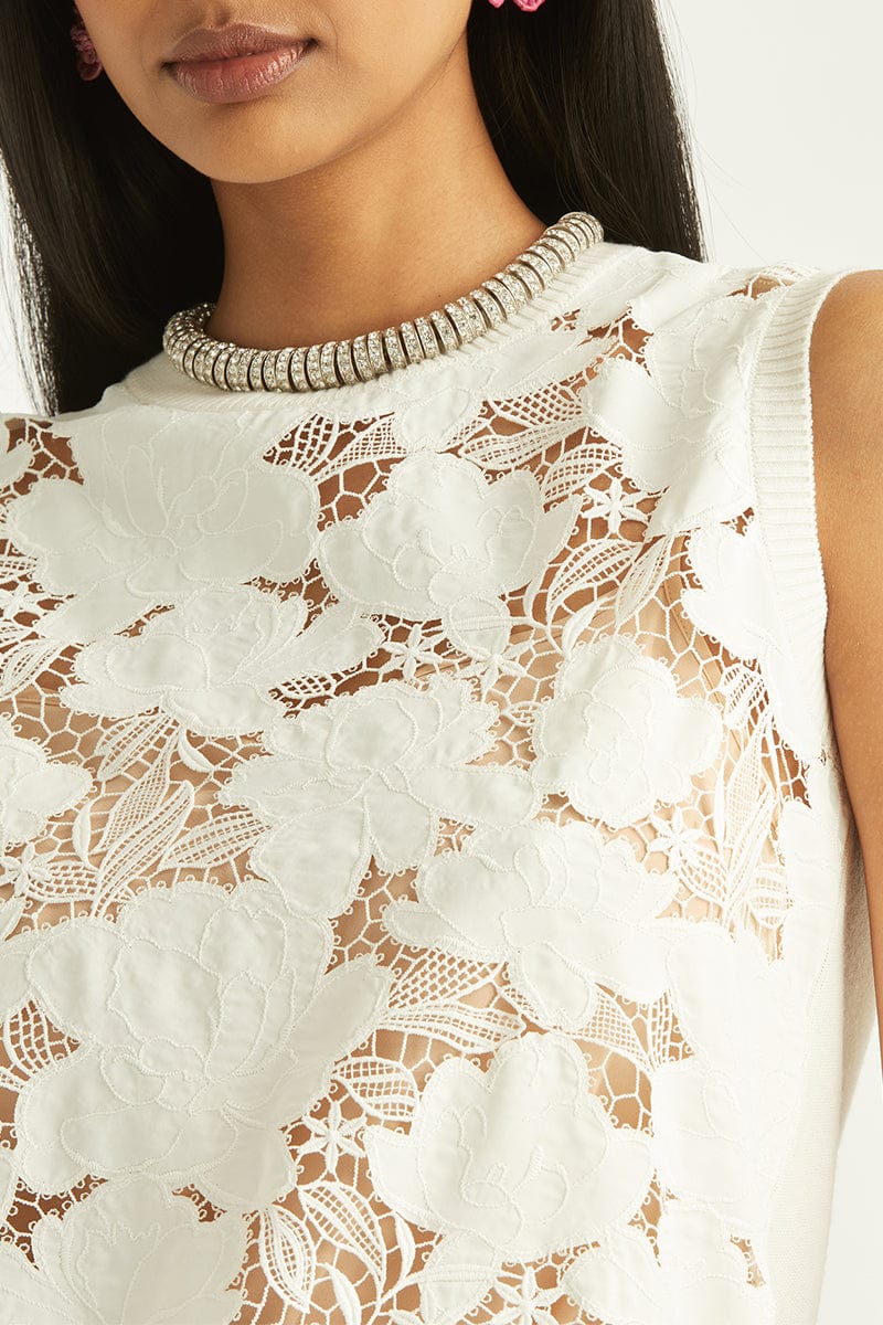 OSCAR DE LA RENTA-Magnolia Guipure Lace Tank-
