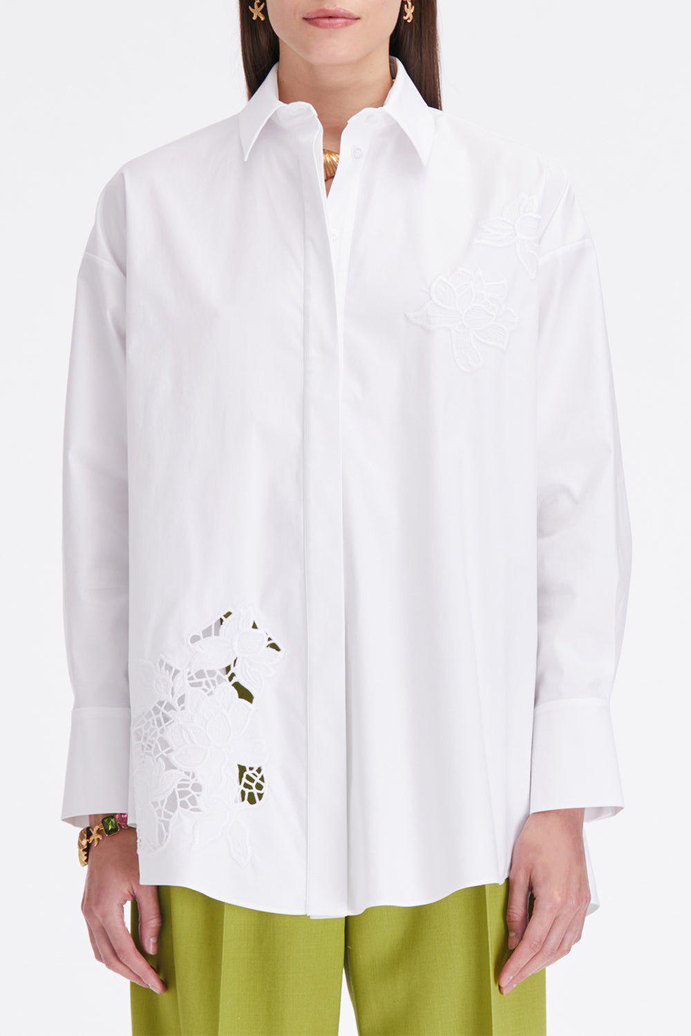 OSCAR DE LA RENTA-Embroidered Tunic Blouse-
