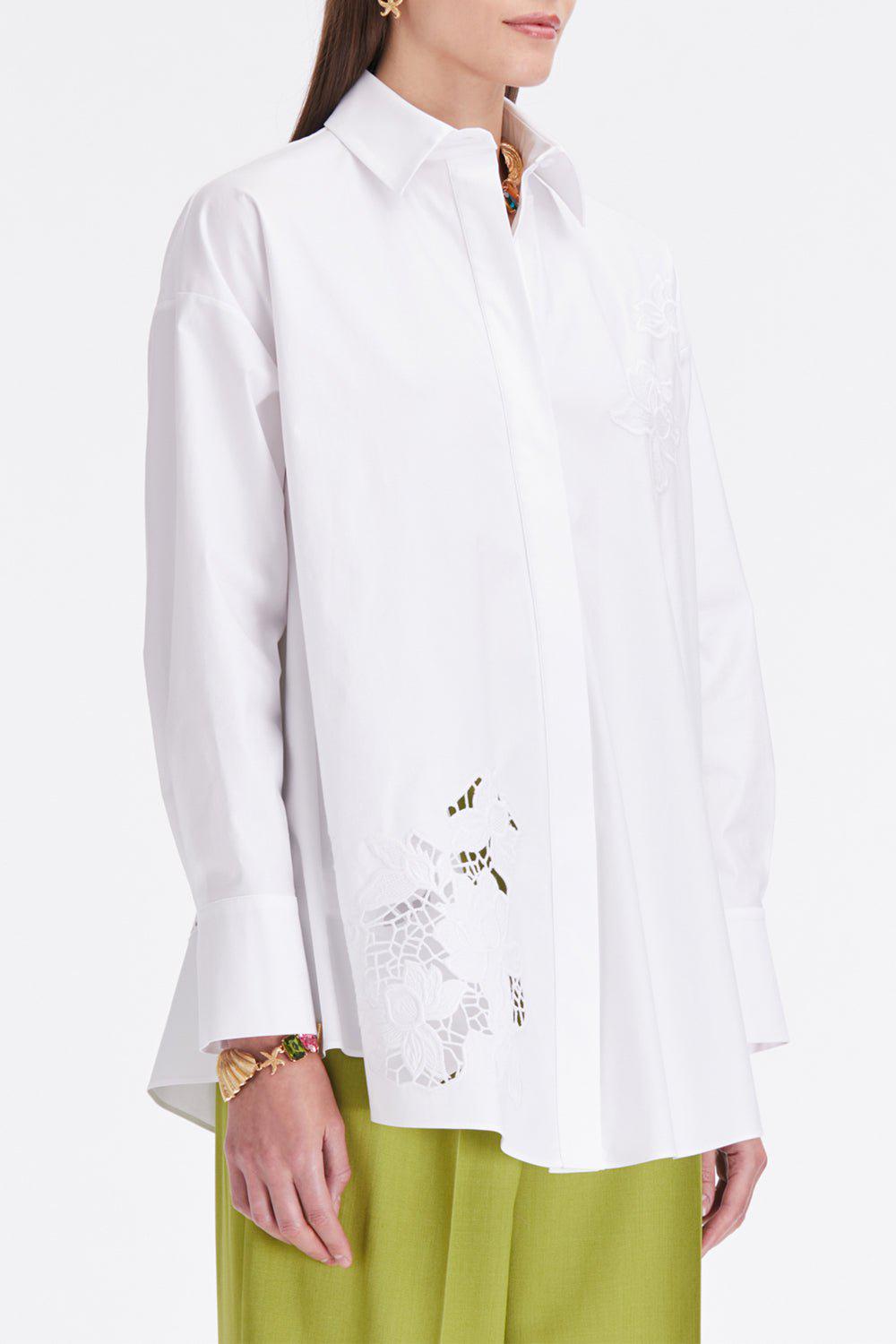 OSCAR DE LA RENTA-Embroidered Tunic Blouse-