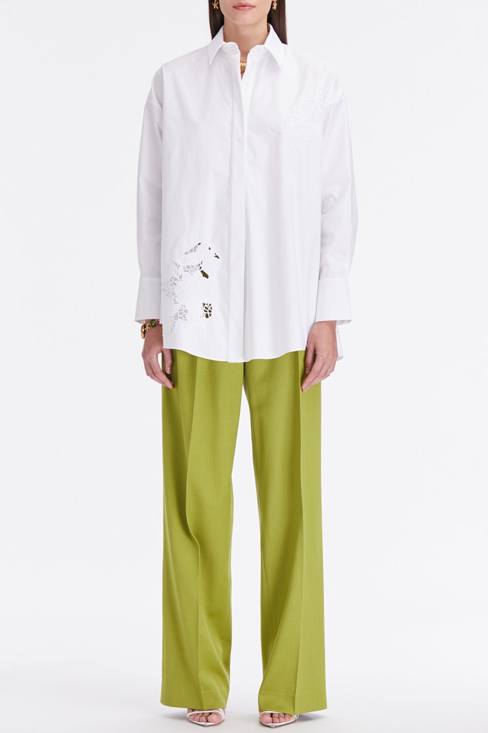 OSCAR DE LA RENTA-Embroidered Tunic Blouse-