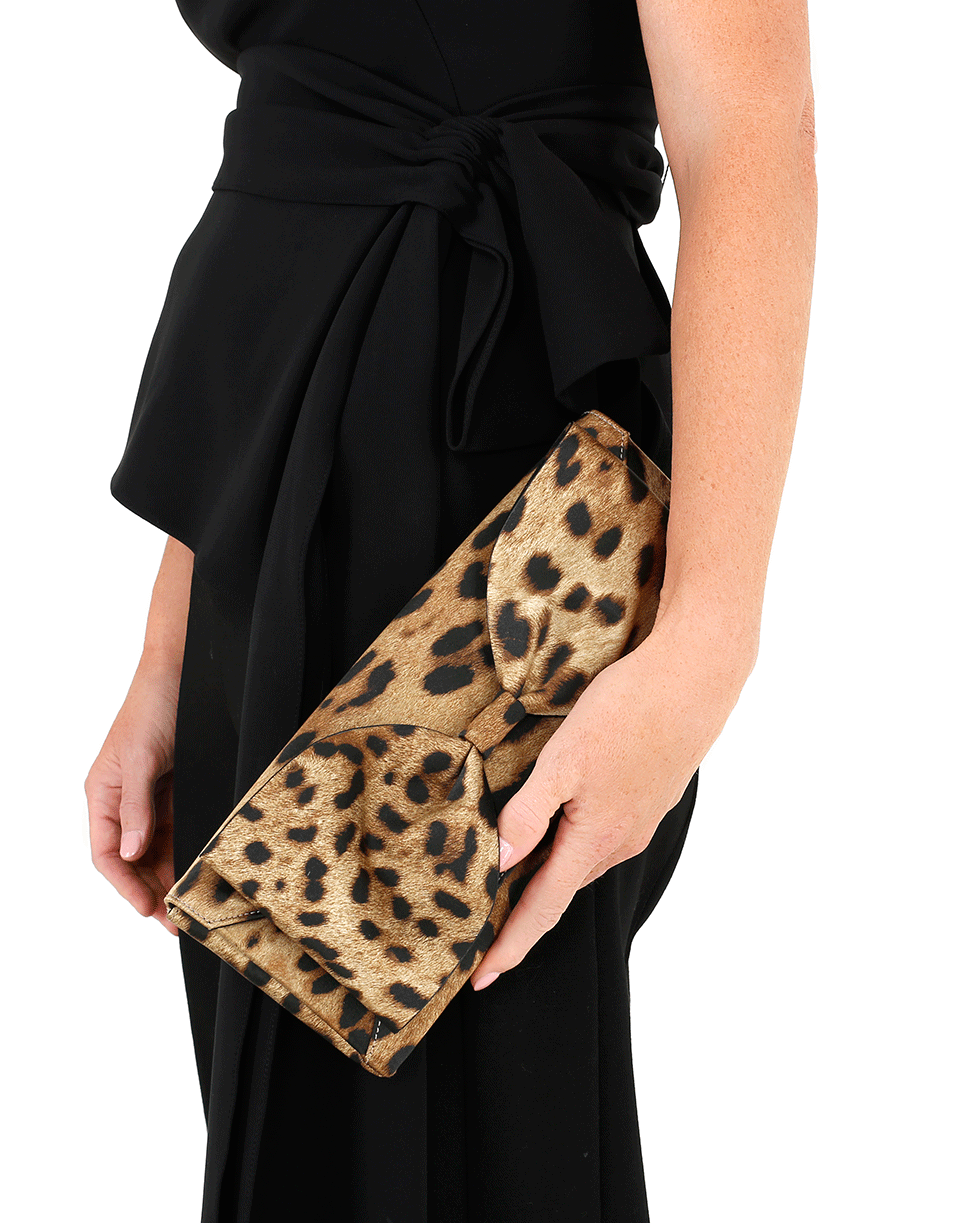 OSCAR DE LA RENTA-Envelope Bow Clutch-LEOPARD
