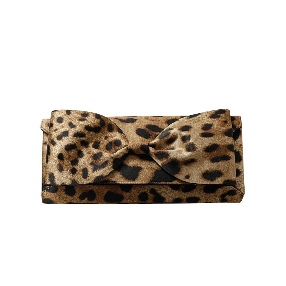 OSCAR DE LA RENTA-Envelope Bow Clutch-LEOPARD