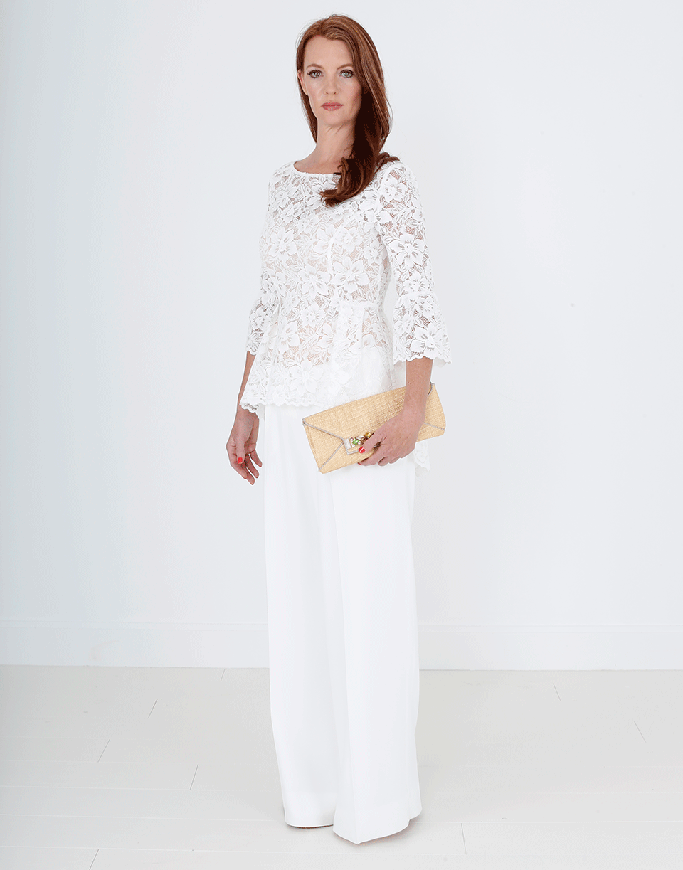 OSCAR DE LA RENTA-Jeweled Raffia Clutch-NATURAL