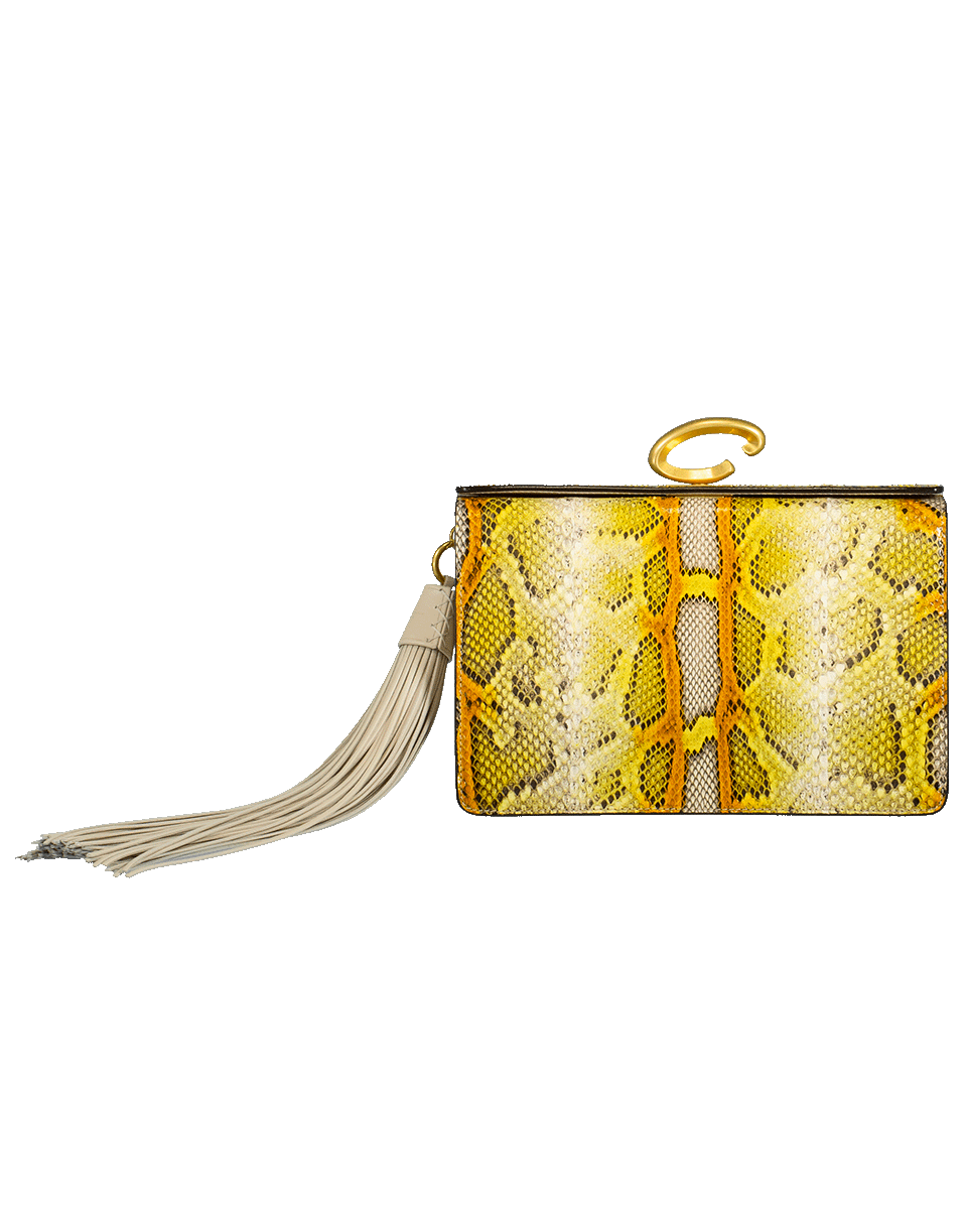 OSCAR DE LA RENTA-Painted Python Slim Clutch-NATURAL