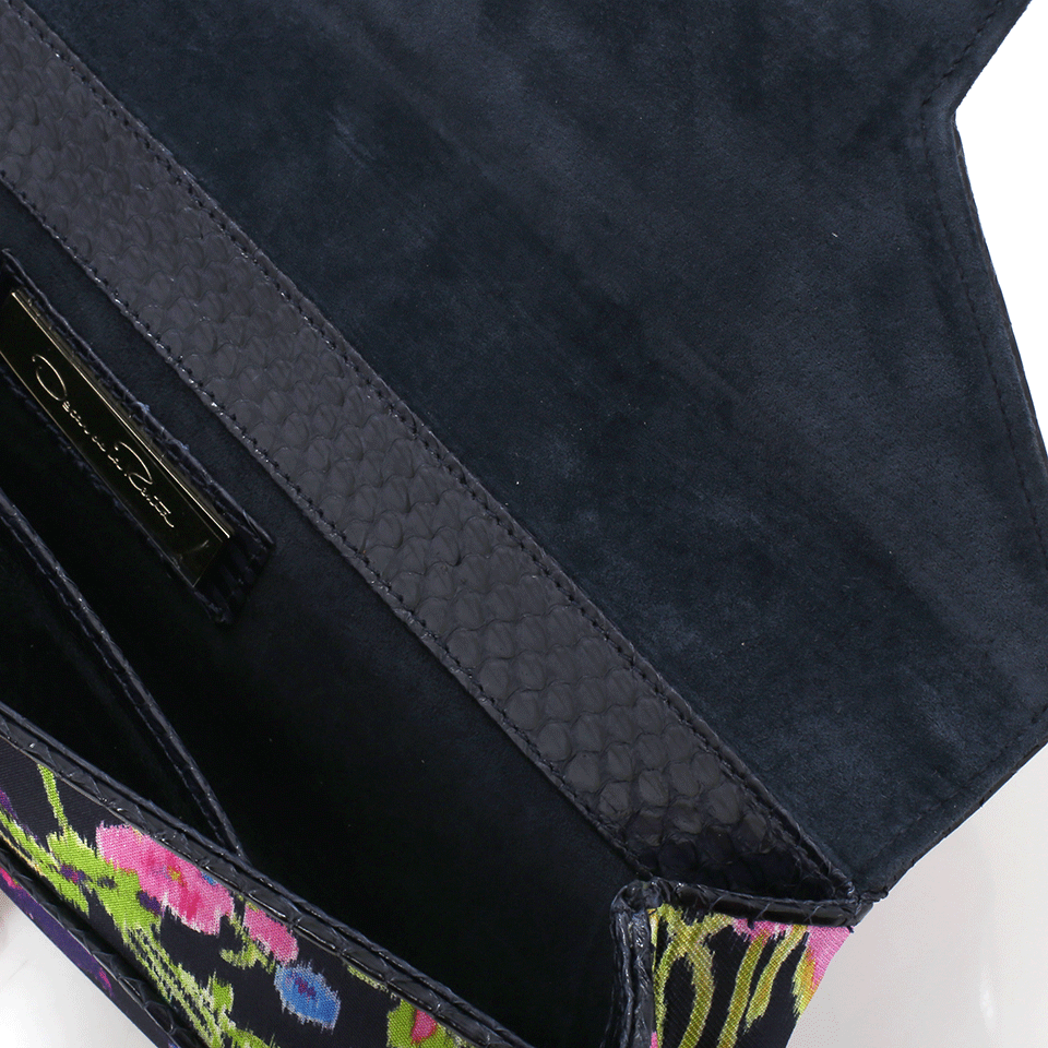 OSCAR DE LA RENTA-Mikado Floral Clutch-NAVY