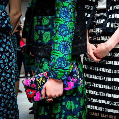 OSCAR DE LA RENTA-Mikado Floral Clutch-NAVY