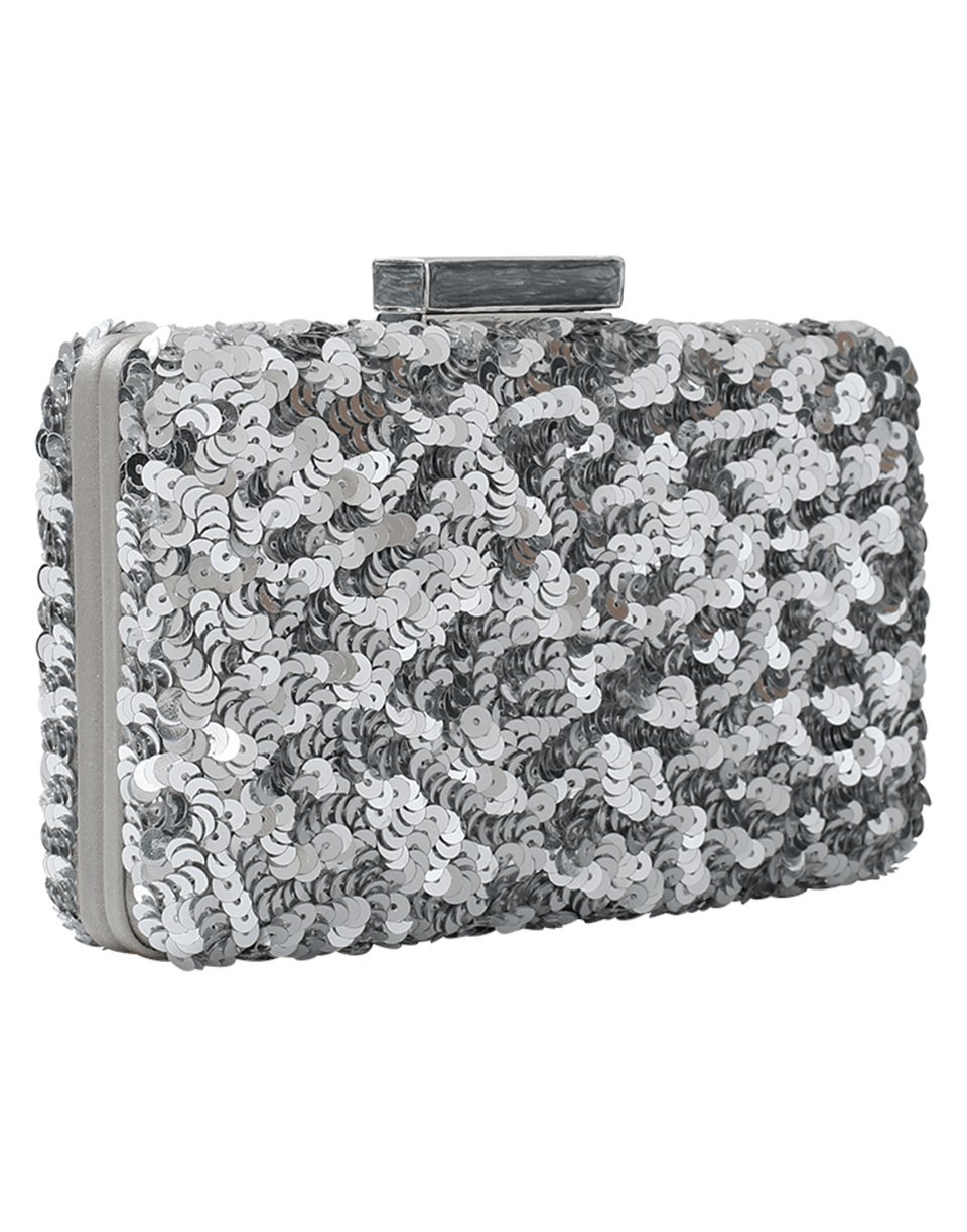 OSCAR DE LA RENTA-Rogan Sequin Box Clutch-SILVER