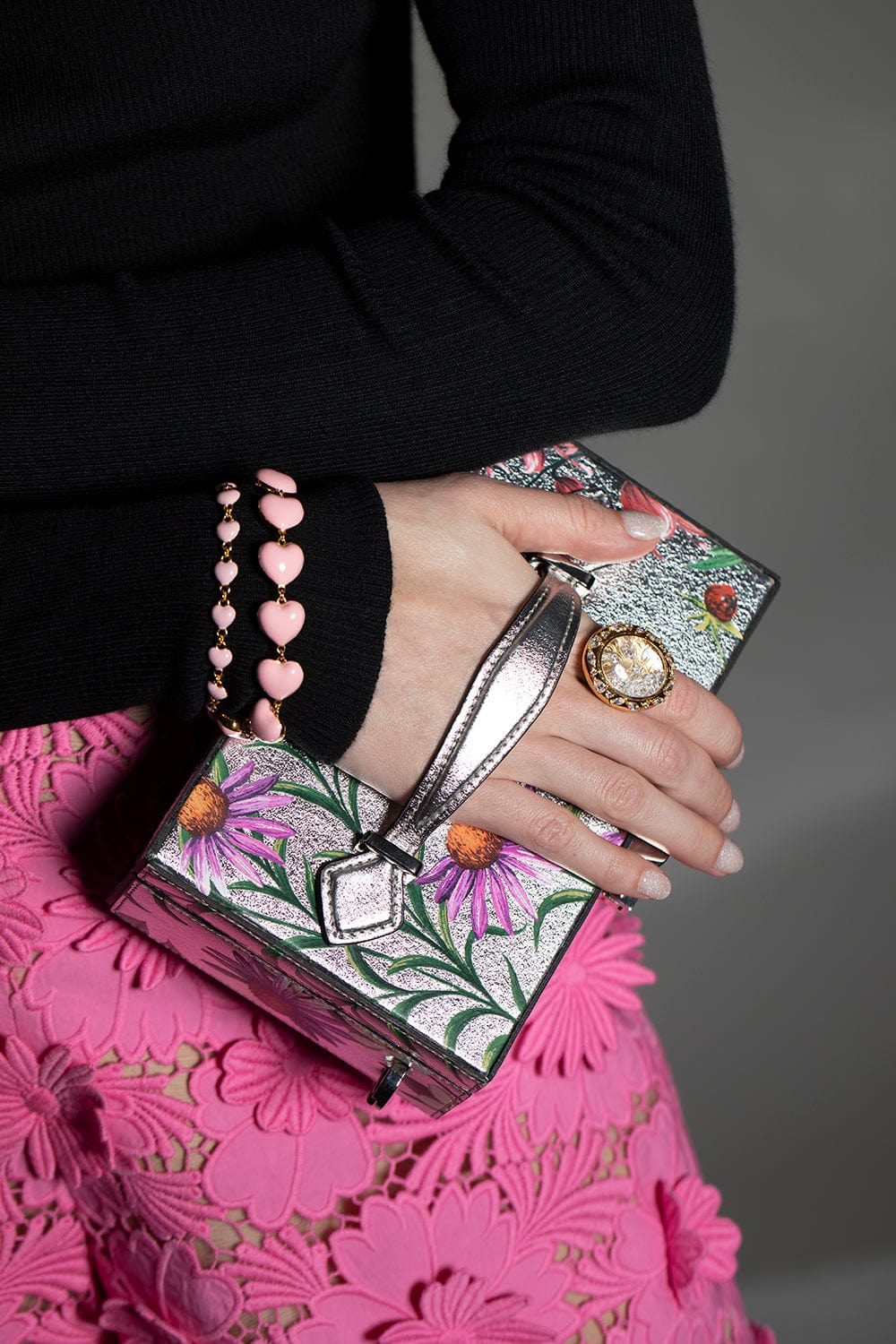 OSCAR DE LA RENTA-Alibi Minaudiere Clutch - Silver Multi-SLVRMULT