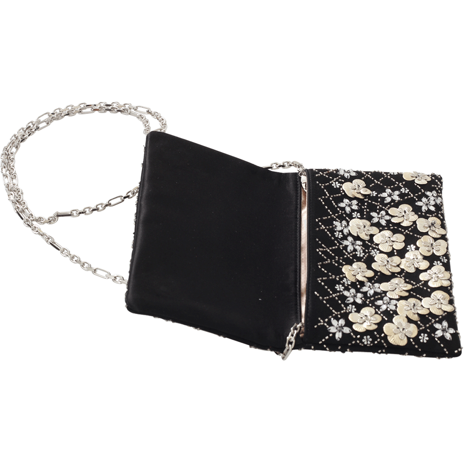 OSCAR DE LA RENTA-Embroidered Petite Evening Bag-BLACK