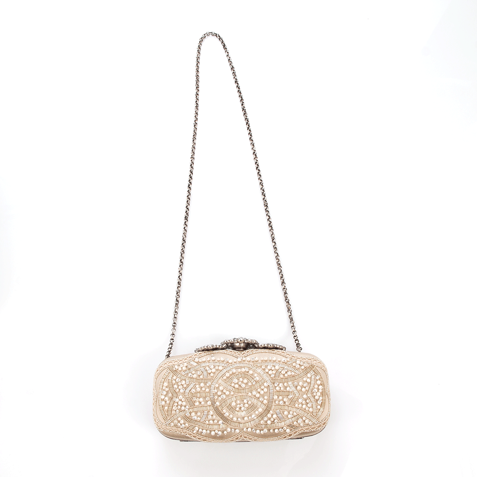 OSCAR DE LA RENTA-Crown Goa Evening Clutch-CHAMPAGN