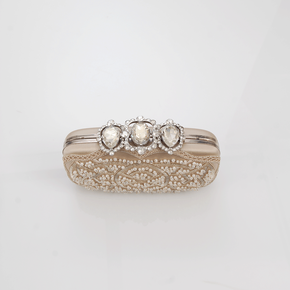 OSCAR DE LA RENTA-Crown Goa Evening Clutch-CHAMPAGN