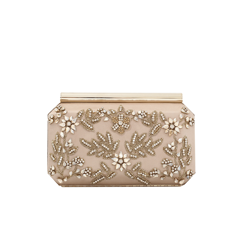 OSCAR DE LA RENTA-Saya Satin Clutch-GOLD