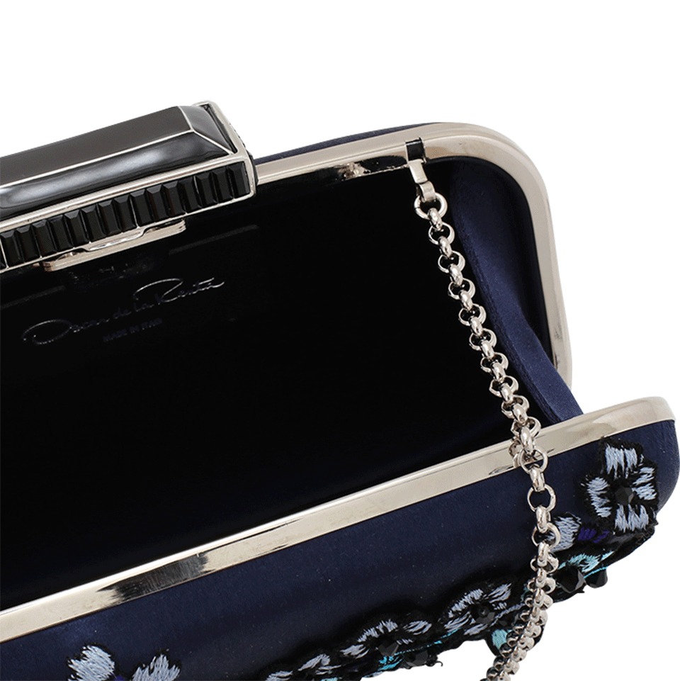 OSCAR DE LA RENTA-Tiny Floral Handbag-NAVY